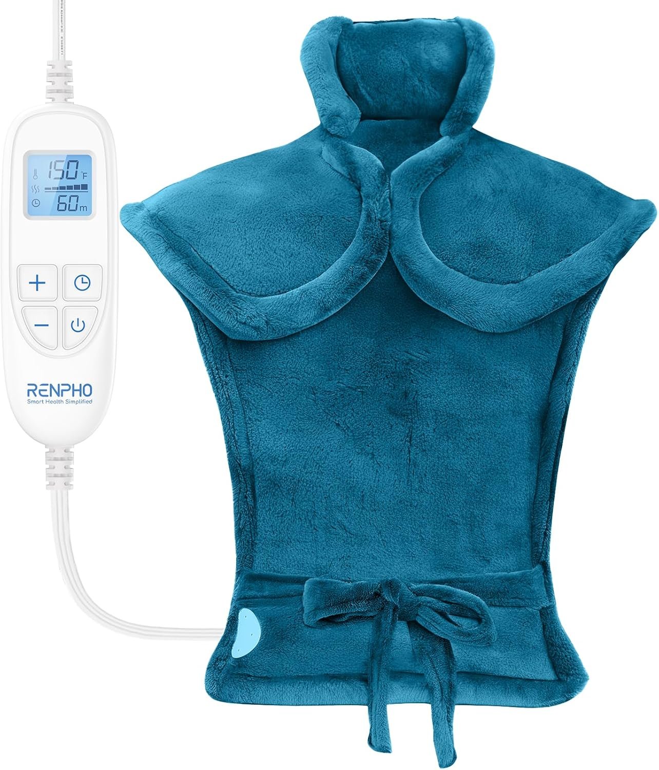 RENPHO Electric Heating Pad for Back, Fathers Day Dad Gifts for Men & Birthday Gifts for Women, FSA Eligible & HSA Store, Neck and Shoulder Heat Pad, Fast Heating, 24″x33″, ETL Certified, Blue