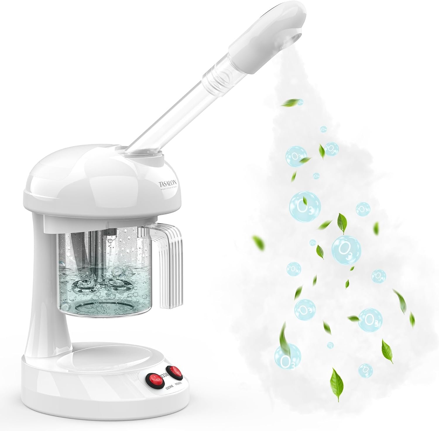 Facial Steamer – TASALON Ozone Face Steamer for Facial, Portable Facial Steamer with Removable Water Tank, Nano Ionic Facial Steamer for Home Salon Spa or Personal Care, White