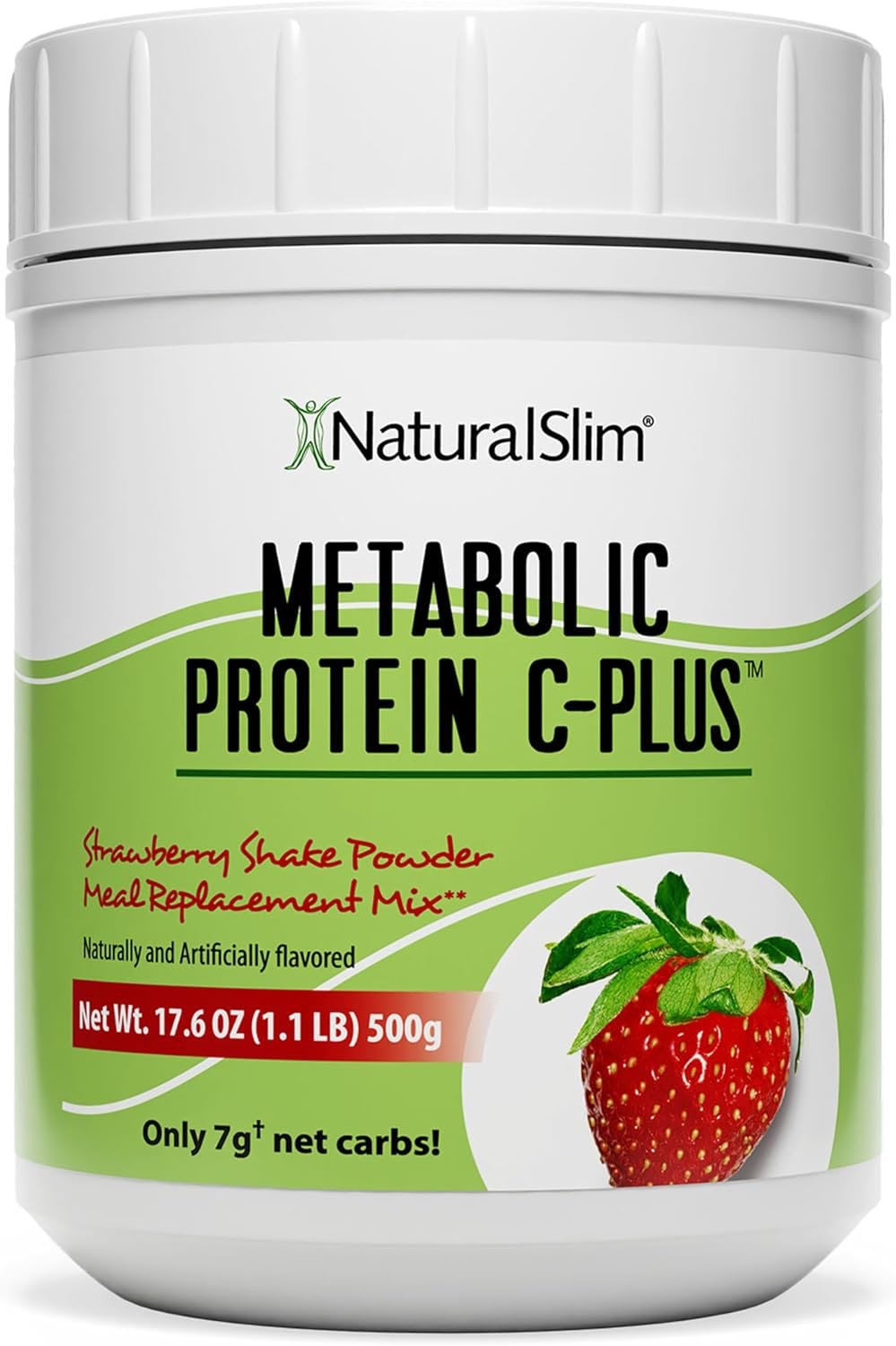 NaturalSlim Metabolic Protein C-Plus | Whey Protein Powder & Shake | Vitamin C, L-Glutamine & Digestive Enzymes | Low Carb | Support Metabolism, Energy & Gut Health | 1.1 lb – Strawberry