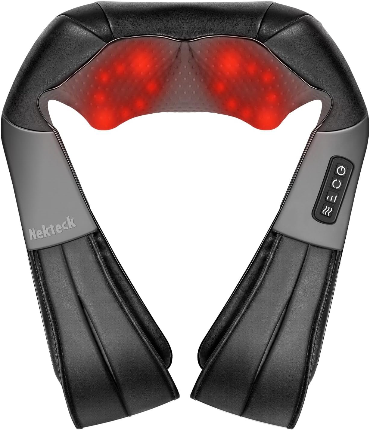 Nekteck Shiatsu Neck Massager with Heat for Pain Relief Deep Tissue, 2026 Upgraded 3D Back Shoulder Kneading Massage Pillow, Relaxation Gifts for Mom Dad Father’s Day, Black(NOT Cordless)