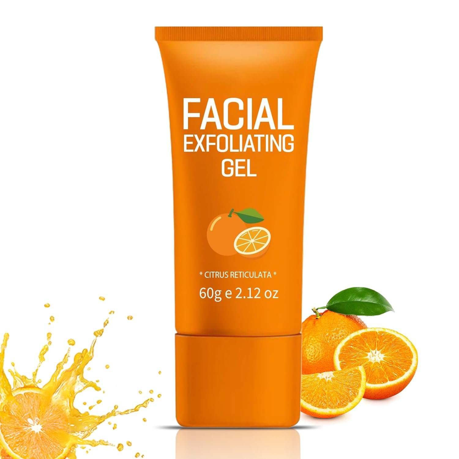 Orange Exfoliating Gel & Orange Enzymes Gel – Purifying Facial Scrub for Face/Body, Deep Clean Pores & Moisturize, Non-Abrasive Exfoliator for All Skin Types (1pc, 2.12oz)