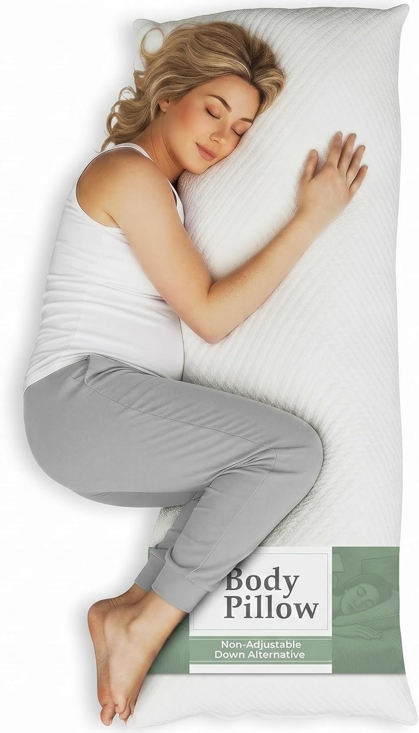 Snuggle-Pedic Body Pillow for Adults, Cozy Comfort Down Alternative Pregnancy Pillows – Soft, Supportive, Breathable Side Sleepers Maternity Pillow – Long Cuddle Pillow for Bed, 20×54 Full Body Pillow