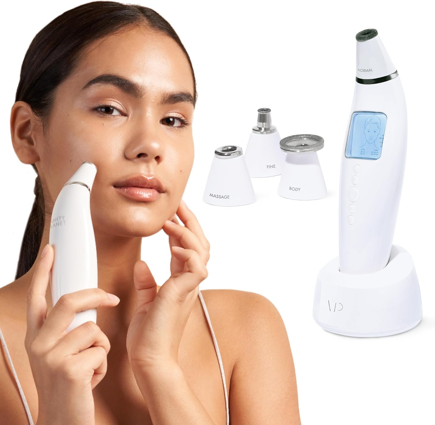 Vanity Planet Exfora Facial Microdermabrasion Wand – Pore Vacuum, Blackhead Remover, Acne Exfoliator, Wrinkles Reducer for All Skin Types – Microdermabrasion Machine with 4 Heads & Dual Charging Mode