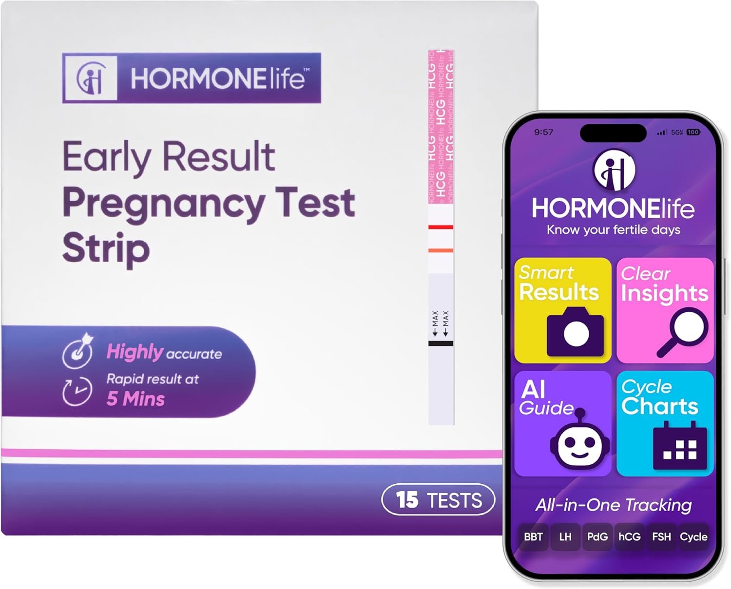 HORMONElife Early Result HCG Pregnancy Test Strips – HCG Tests for Women, Detect Pregnancy Before Missed Period – Accurate Home Urine Testing Kit for Fast & Reliable Results (15/30 Count) (15 Count)