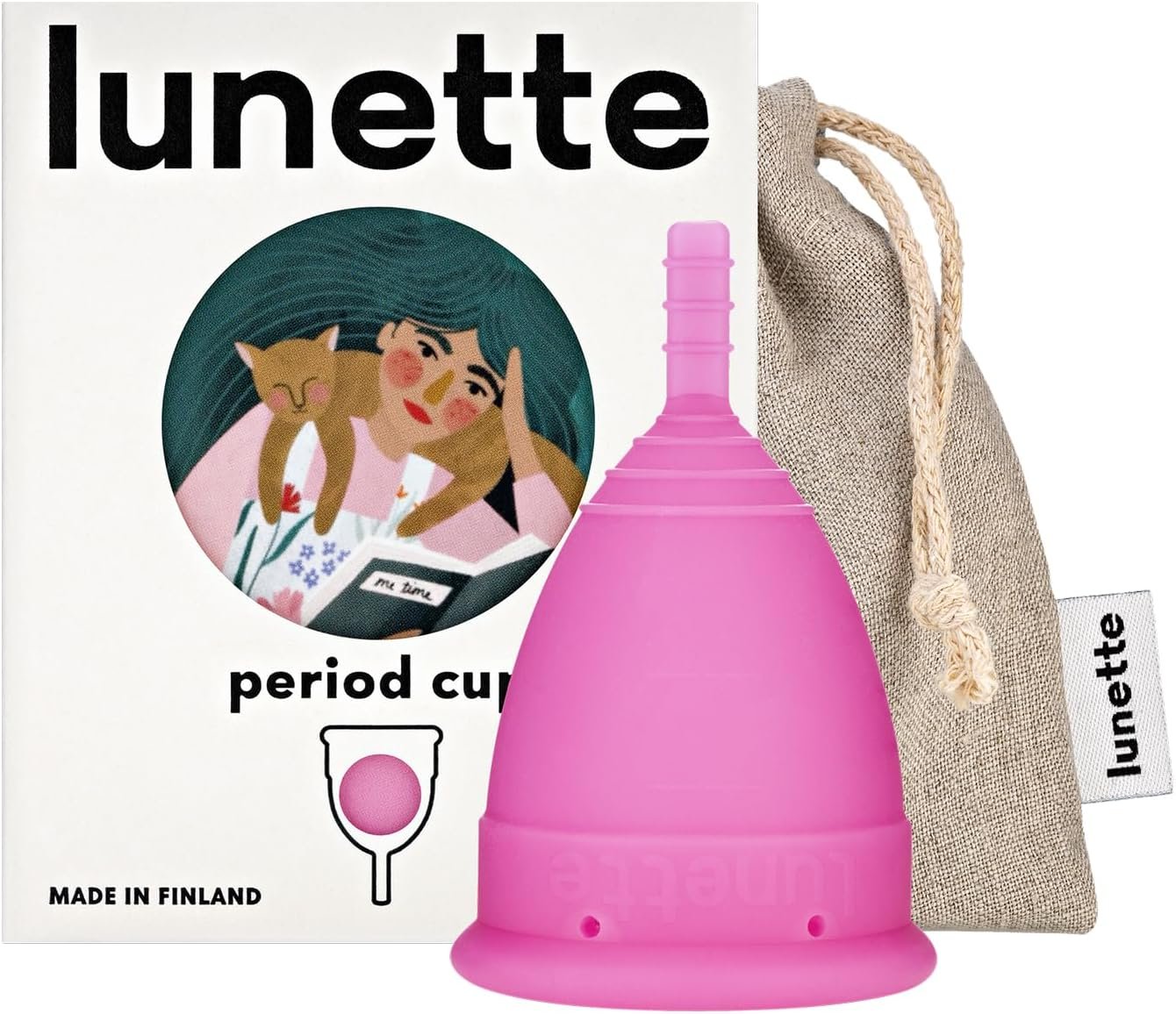 Lunette Menstrual Cup – Reusable Period Cup – BPA-Free Medical-Grade Silicone – Up to 12-Hours Comfort – Tampon Alternative Reusable for 10 Years – Made in Finland – Size 2 Pink