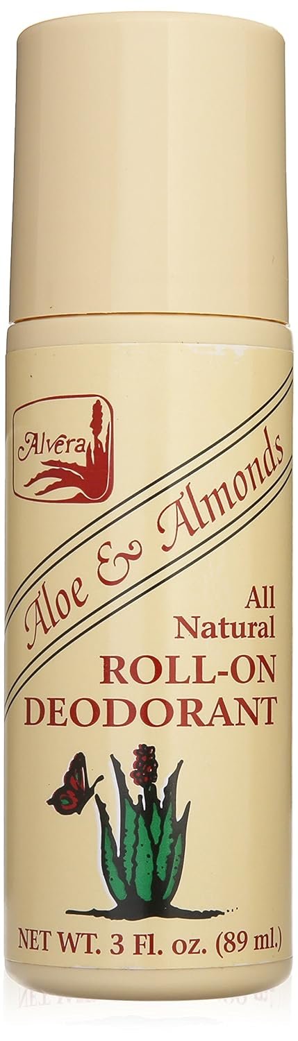 Alvera All Natural Roll-on Deodorant Aloe and Almonds – 3 Oz, 3 Fluid Ounce