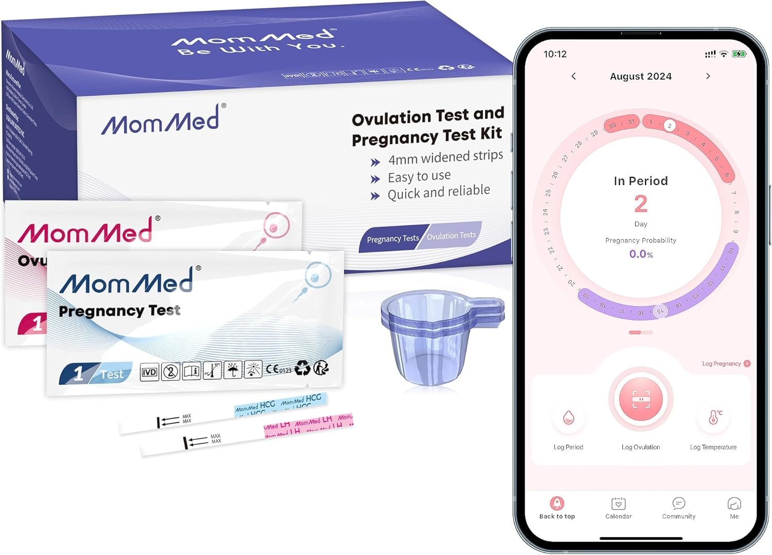 MomMed Ovulation Predictor Kit (HCG25-LH100), with 25 Pregnancy Test and 100 Ovulation Test Strips, Easy to Use Ovulation and Pregnancy Tests with 125 Urine Cups, Accuracy Fertility Test, OPK Test