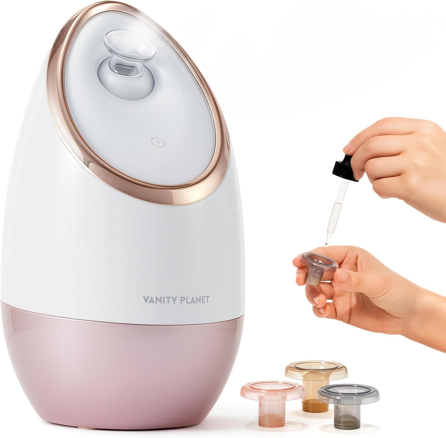 Vanity Planet Aira Ionic Facial Steamer – Face Steamer for Facial Deep Cleaning, Moisturizing – Steamer for Face with Adjustable Nozzle, Water Tank and 3 Essential Oil Baskets (Rose Gold)