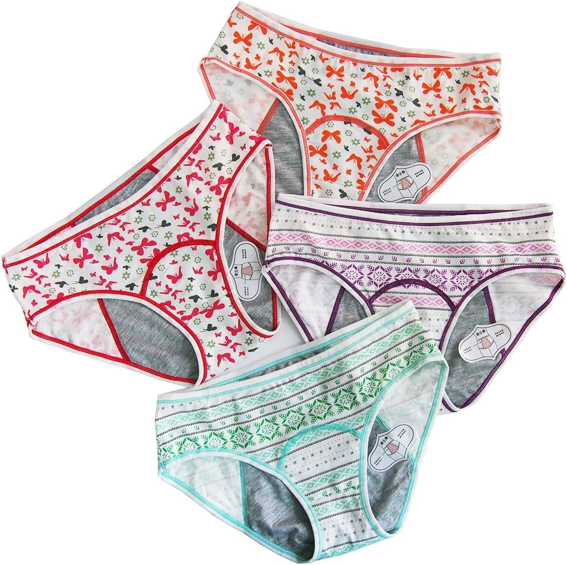 Anna & Eric 4 Pack Teen Girls Protective Panties Leak Proof Underwear Heavy Flow Women Postpartum Briefs