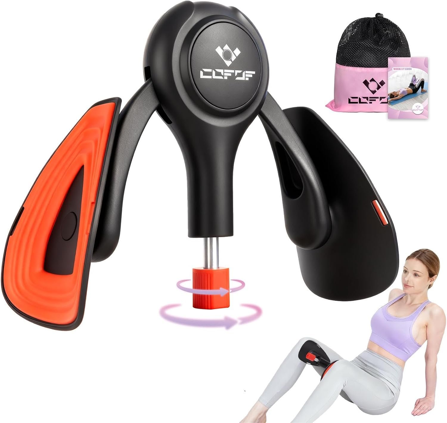 Thigh Trainer for Women, 15-70LB Adjustable Resistance Inner Thigh Exerciser for Pelvic Floor Muscle Repair, Thigh Trainer Kegel Exercise for Shaping, Yoga & Weight Loss at Home Gym – Black Red