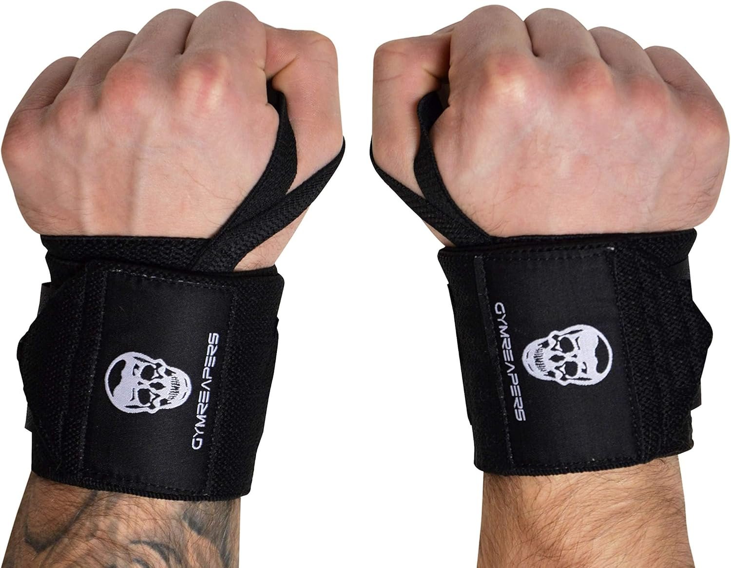Gymreapers Weightlifting Wrist Wraps (IPF Approved) Professional Quality Wrist Support with Heavy Duty Thumb Loop – Best Wrap for Powerlifting Competition, Strength Training, Bodybuilding