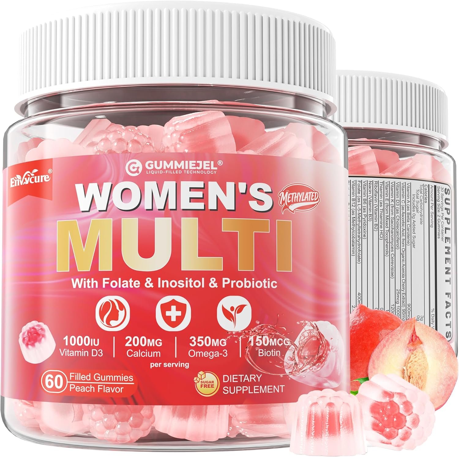Women’s Multivitamin Gummies – Methylated Multivitamin for Women with Omega-3, Magnesium, Enzymes, Probiotic & Antioxidant Blend to Support Overall Health, Immunity, Hair, Nails & Skin Health-1Pack