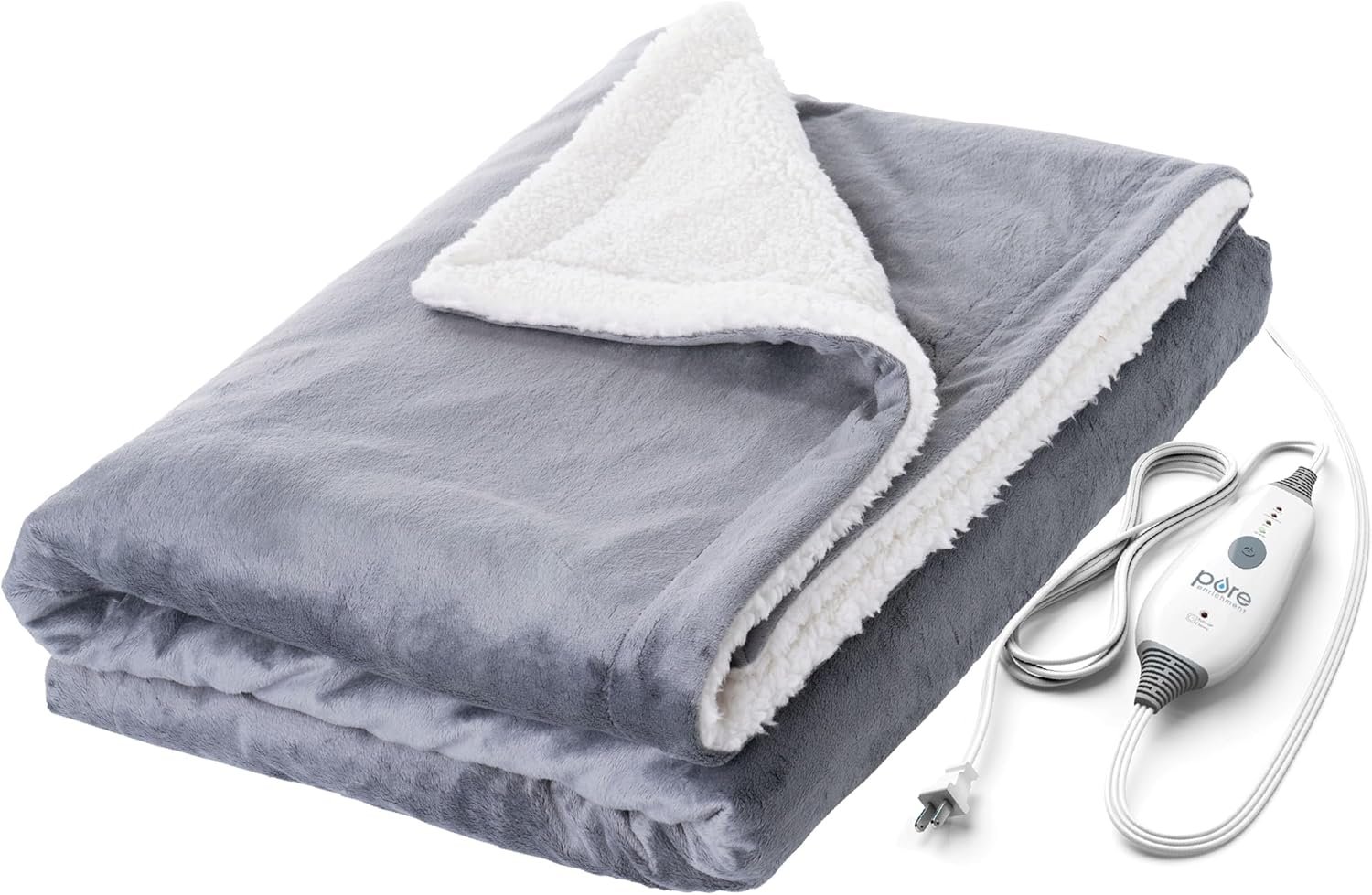 Pure Enrichment WeightedWarmth – 2-in-1 Heated Weighted Blanket, 13 lbs (50” x 60”) Large, 4 Relaxing InstaHeat™ Settings, Cozy and Soft Micromink and Sherpa, Reversible Throw with Storage Bag