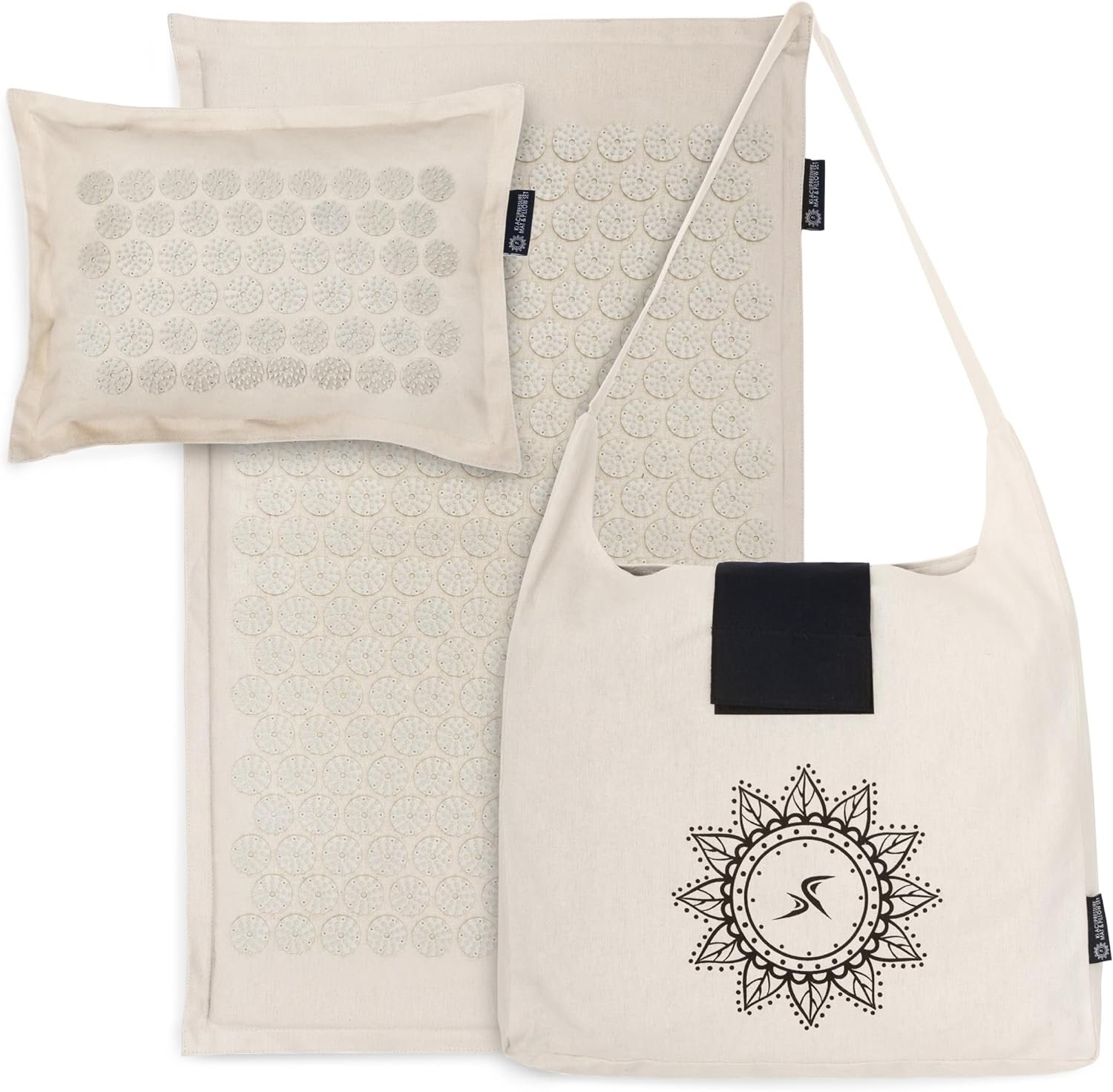 ProsourceFit Ki Acupressure Mat and Pillow Set with 100% Natural Linen for Back/Neck Pain Relief and Muscle Relaxation