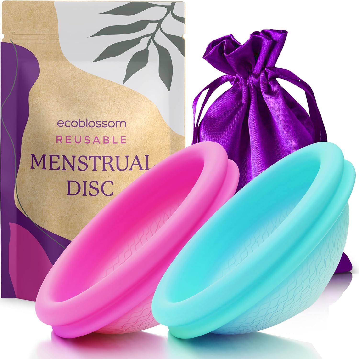 Reusable Period Disc – Soft Period Disc for Women (Small/Large (Teal & Magenta))