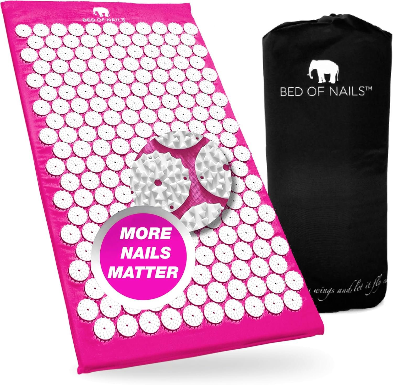 Bed of Nails Original Acupressure Mat with 8820 Precision Nails for Massage Therapy, 29 x 16 x 1, Pink