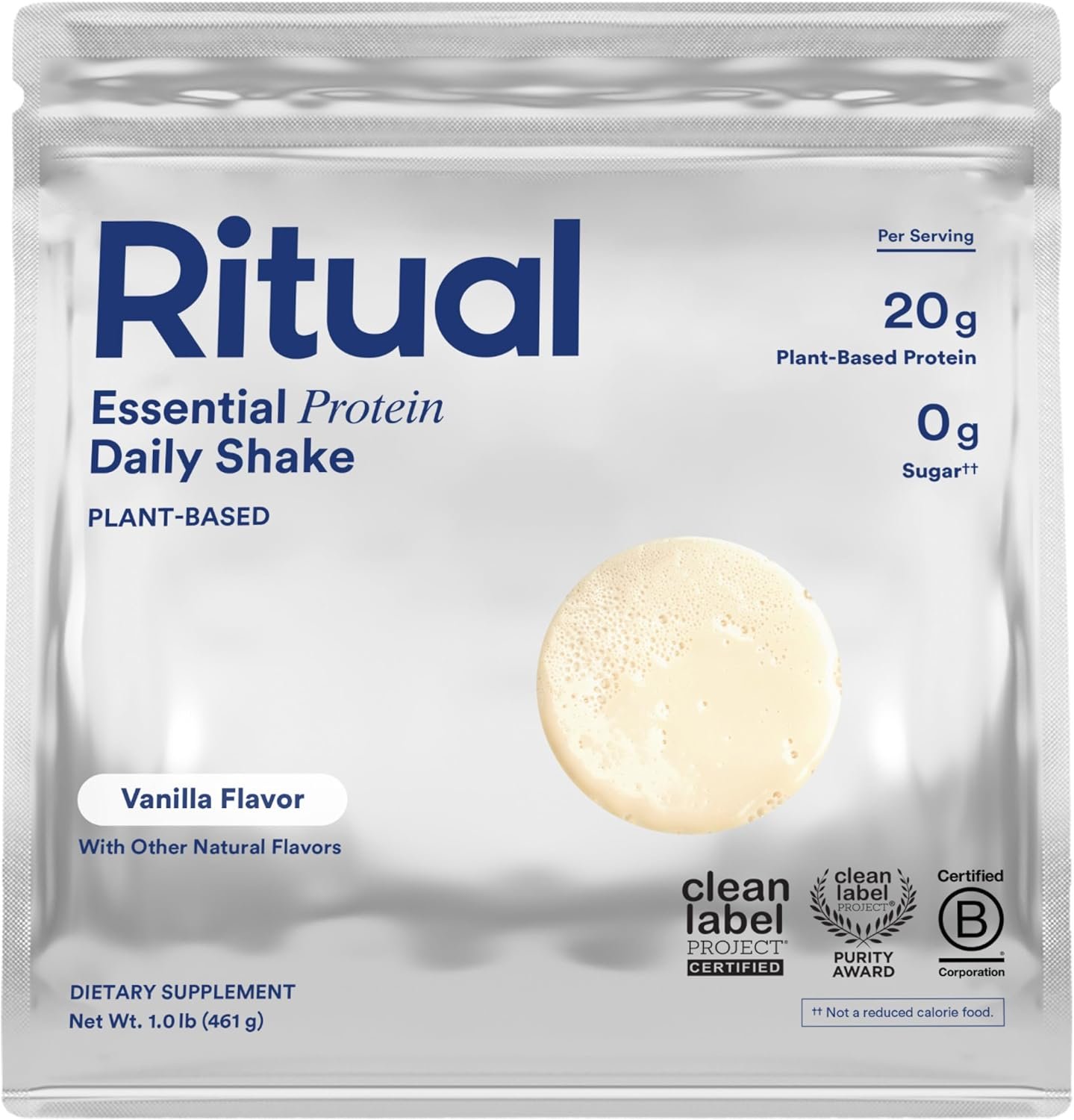 Ritual Vegan Protein Powder – 20g Pea Protein with BCAA Complete Amino Acid Profile – Supports Lean Muscle* – Plant-Based Protein – Tested for Heavy Metals – Sugar-Free