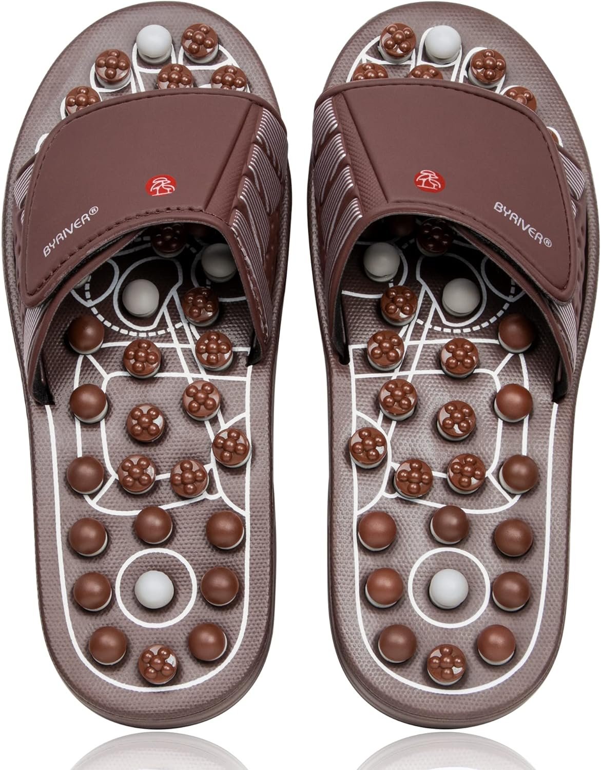 BYRIVER Acupressure Foot Massage Mat, Reflexology Tools, Spiky Ball Roller Therapy Sandals Shoes Slippers, Relief Muscle Fatigue, Sciatica, Heel, Lower Back Pain (03L)