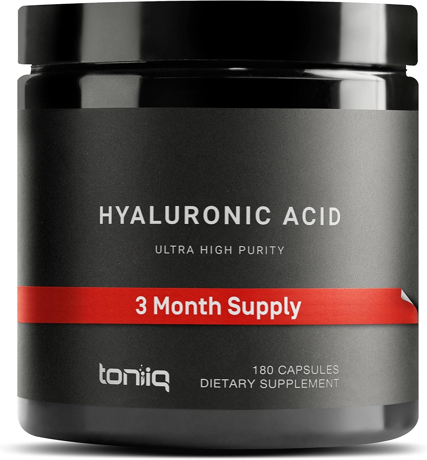Toniiq Hyaluronic Acid Supplements – Lab Tested 95% Ultra High Purity – Fermented and Bioavailable with Vitamin C – Third Party Lab Tested – 180 Capsules
