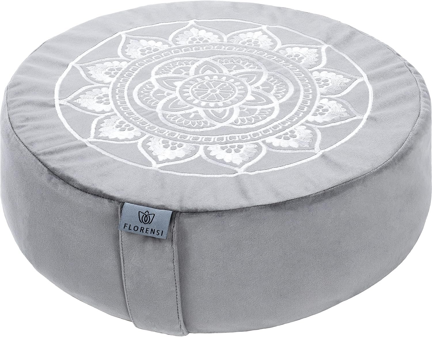 Florensi Meditation Cushion – Comfortable Floor Pillow – Traditional Tibetan Meditation Pillow with Beautiful Velvet Cover – Large Floor Cushion Seating for Adults – Premium Yoga Buckwheat Bolster